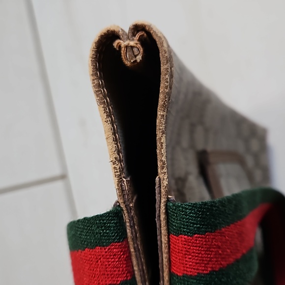 Gucci Sherry Ophidia Tote Bag GG Logo Red/Green Handles Vintage w/Dustbag - Picture 7 of 16